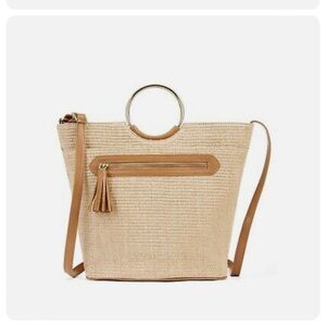 Amazon Tan brown canvas tote bag gold circle handle shoulder strap